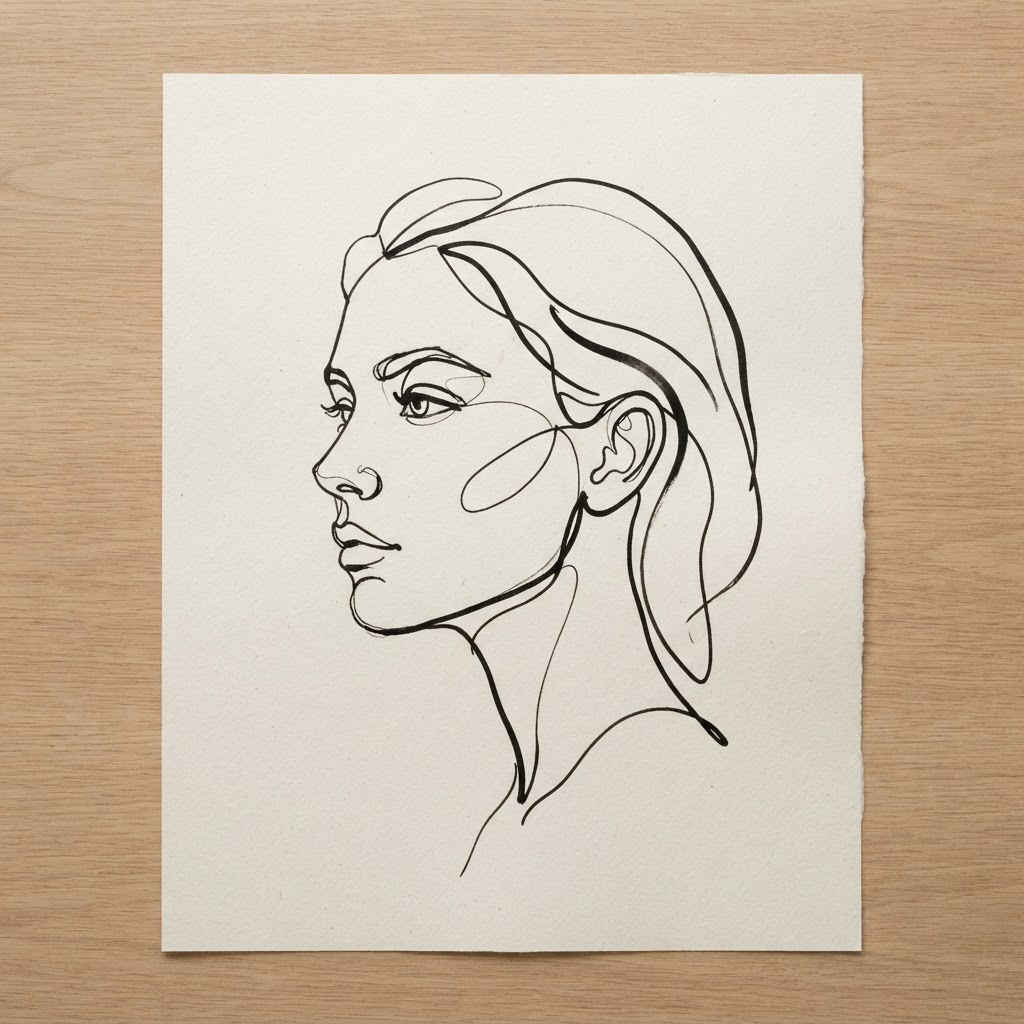 One Line — Ink on cotton paper