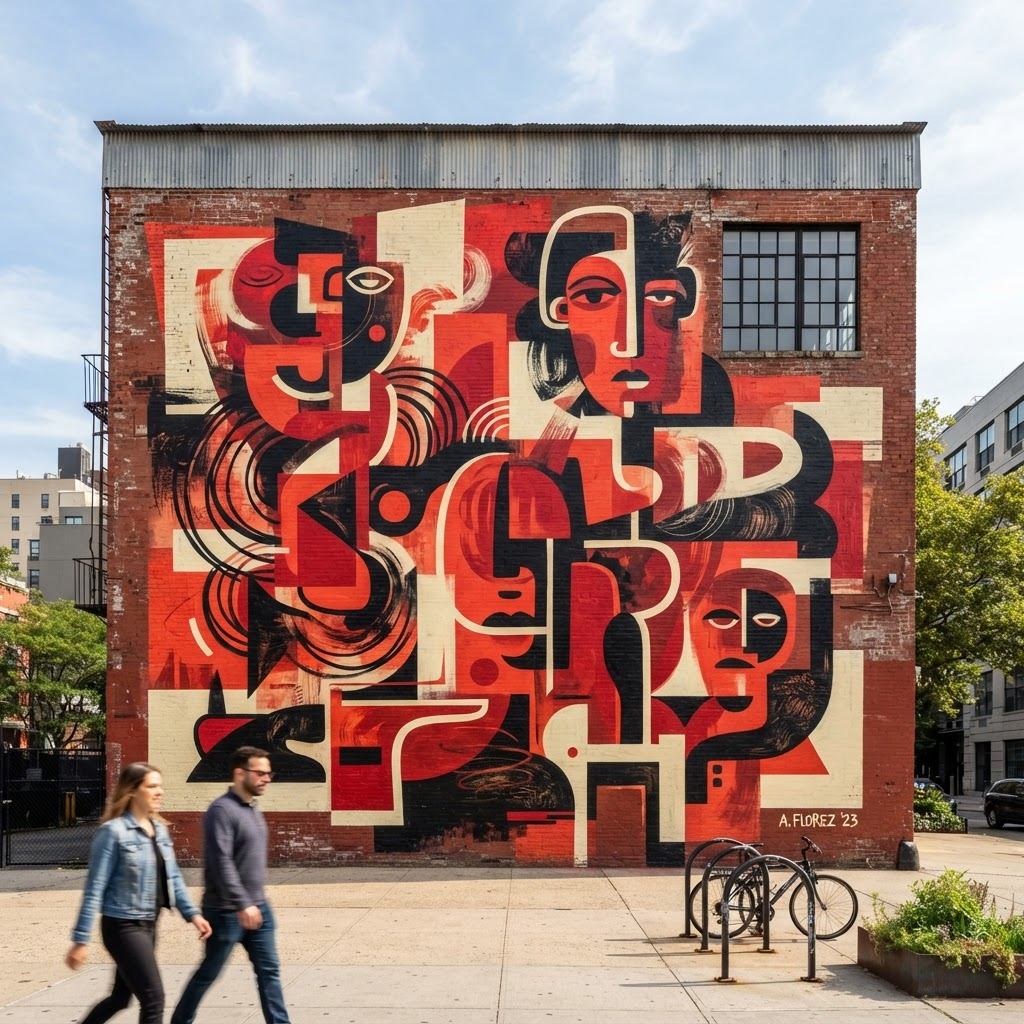 Brick & Bloom — Exterior mural, weatherproof paint