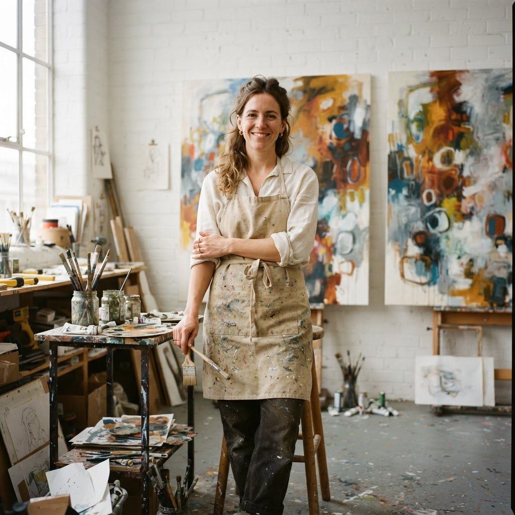 Portrait of Ellie Bjoernbak in her studio
